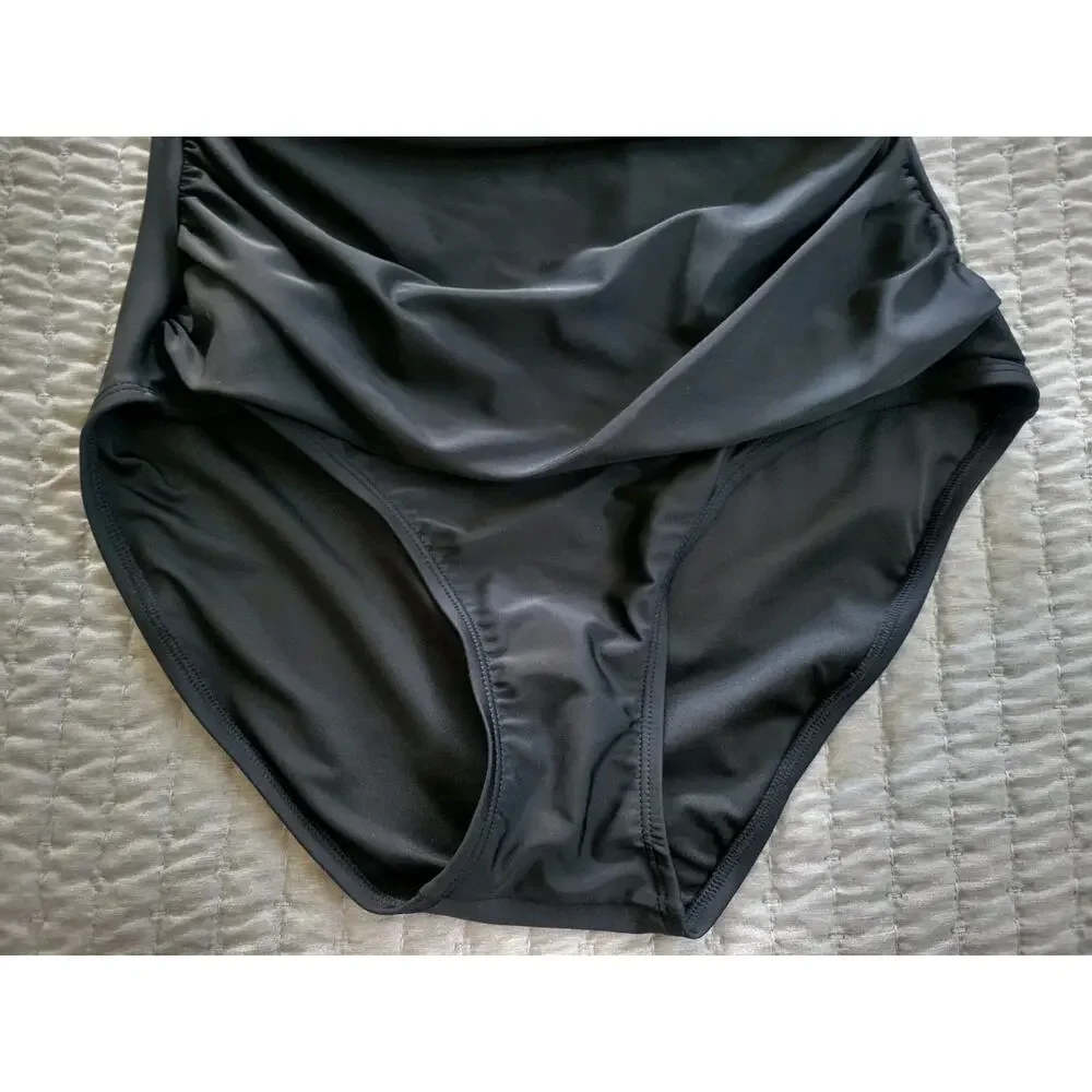 DKNY Black Size XXL One Piece Bathing Suit NEW Adjustable Straps Classic Style - Picture 5 of 11